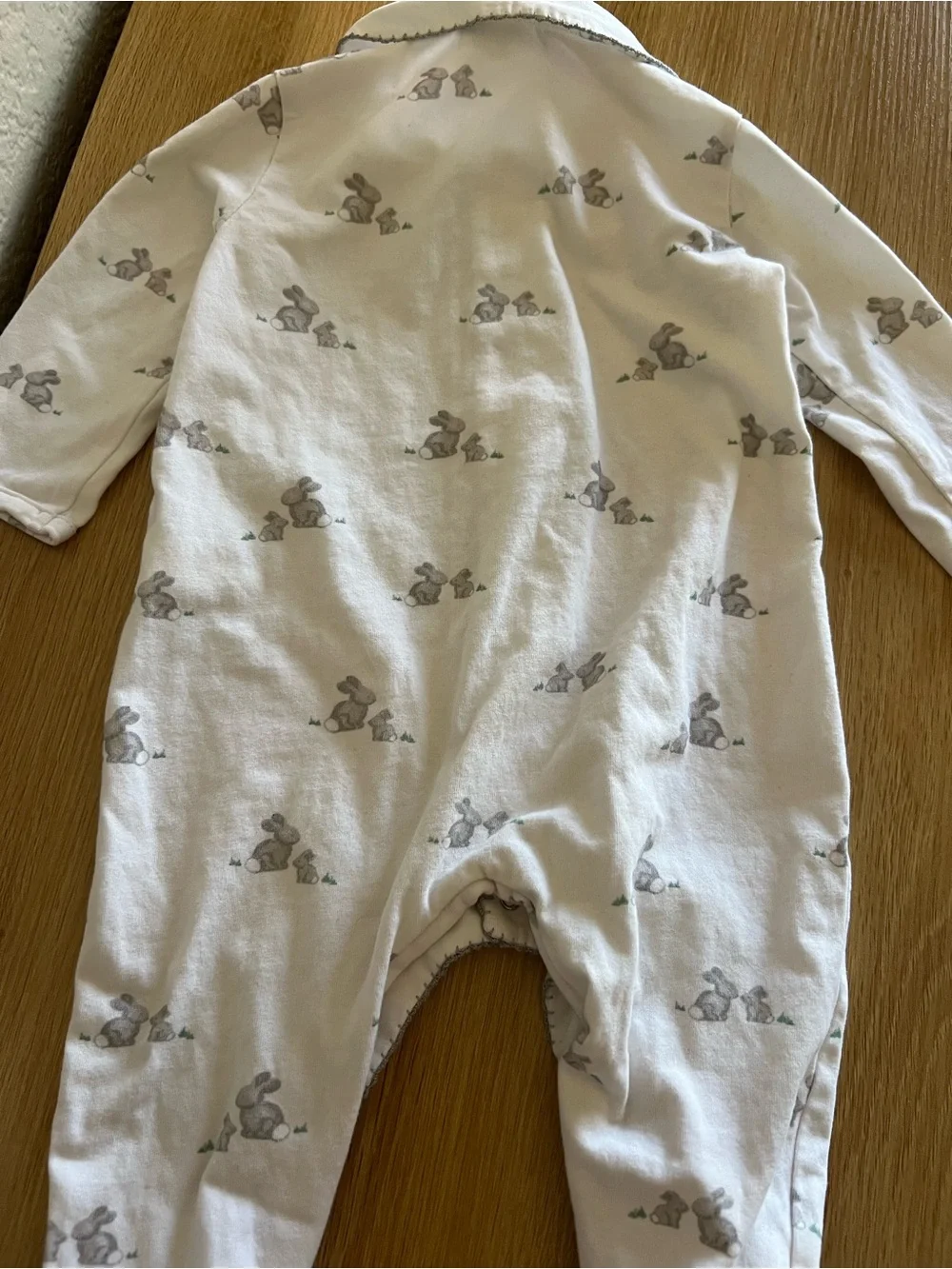 Lapinou Footed One-Piece with Bunny Print, 6-9m